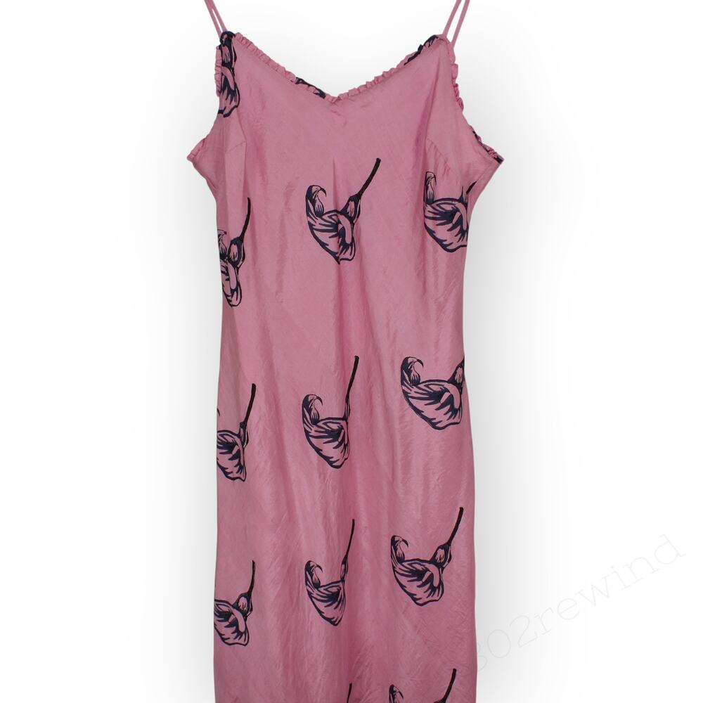 Large Alix of Bohemia Athens Pink Calla Lily Silk Slip Dress Sweetheart Lined - Picture 13 of 16